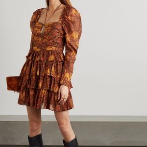 Ulla Johnson: Naiya ruffled metallic printed cotton-blend crepon mini dress